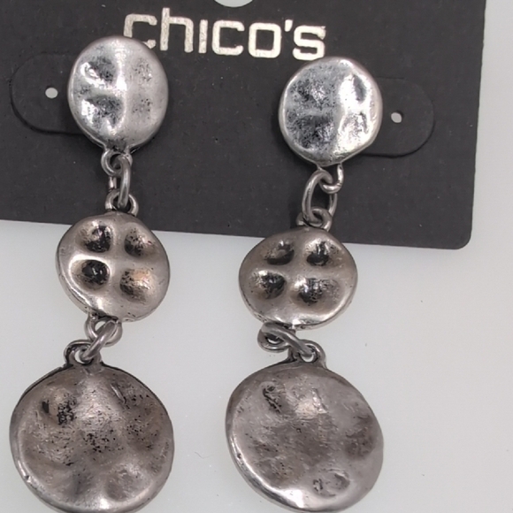 Chico's Silver Drop Earrings with Crystal Accents - Picture 3 of 5